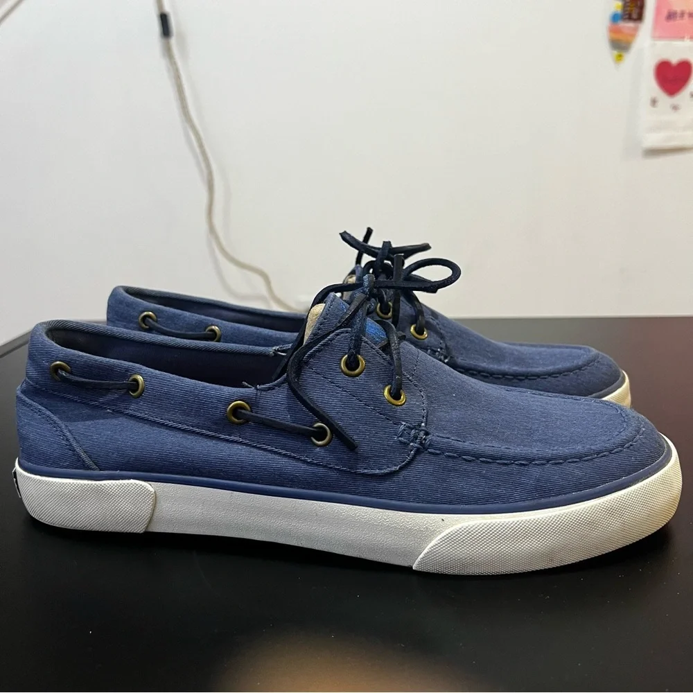 Polo by Ralph Lauren Men's Blue Boat Shoes Twill Denim 10D